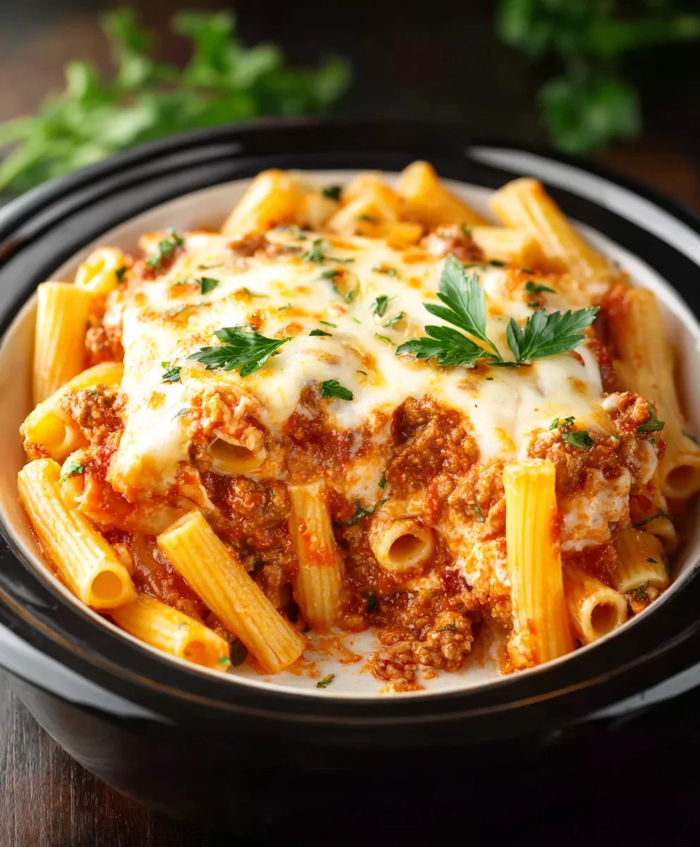 Slow Cooker Baked Ziti - Savory, Simple & Delicious!