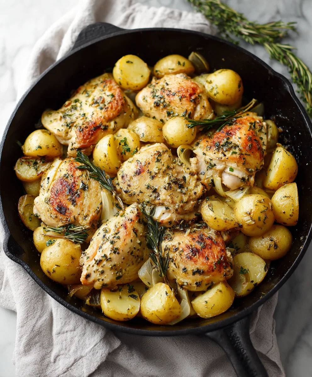 Easy Garlic Butter Chicken & Potatoes Skillet - Family Favorite