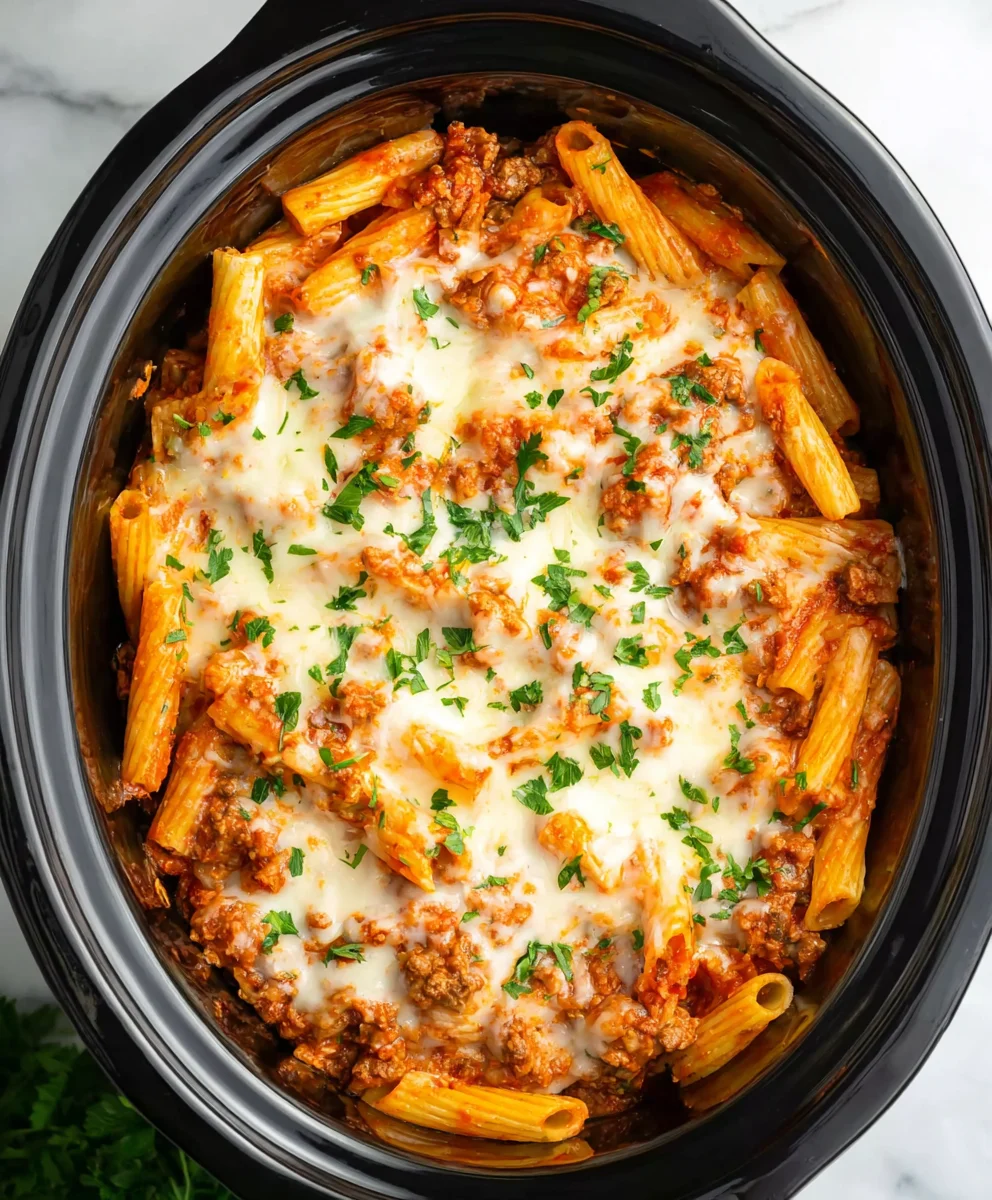 Slow Cooker Baked Ziti - Savory, Simple & Delicious!