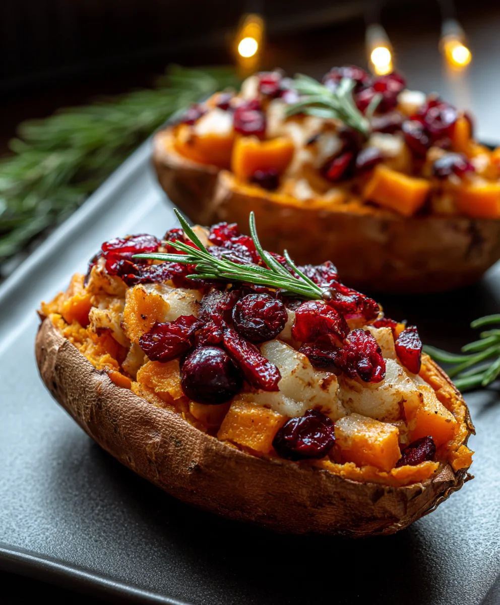 Cranberry Apple Twice Baked Sweet Potatoes