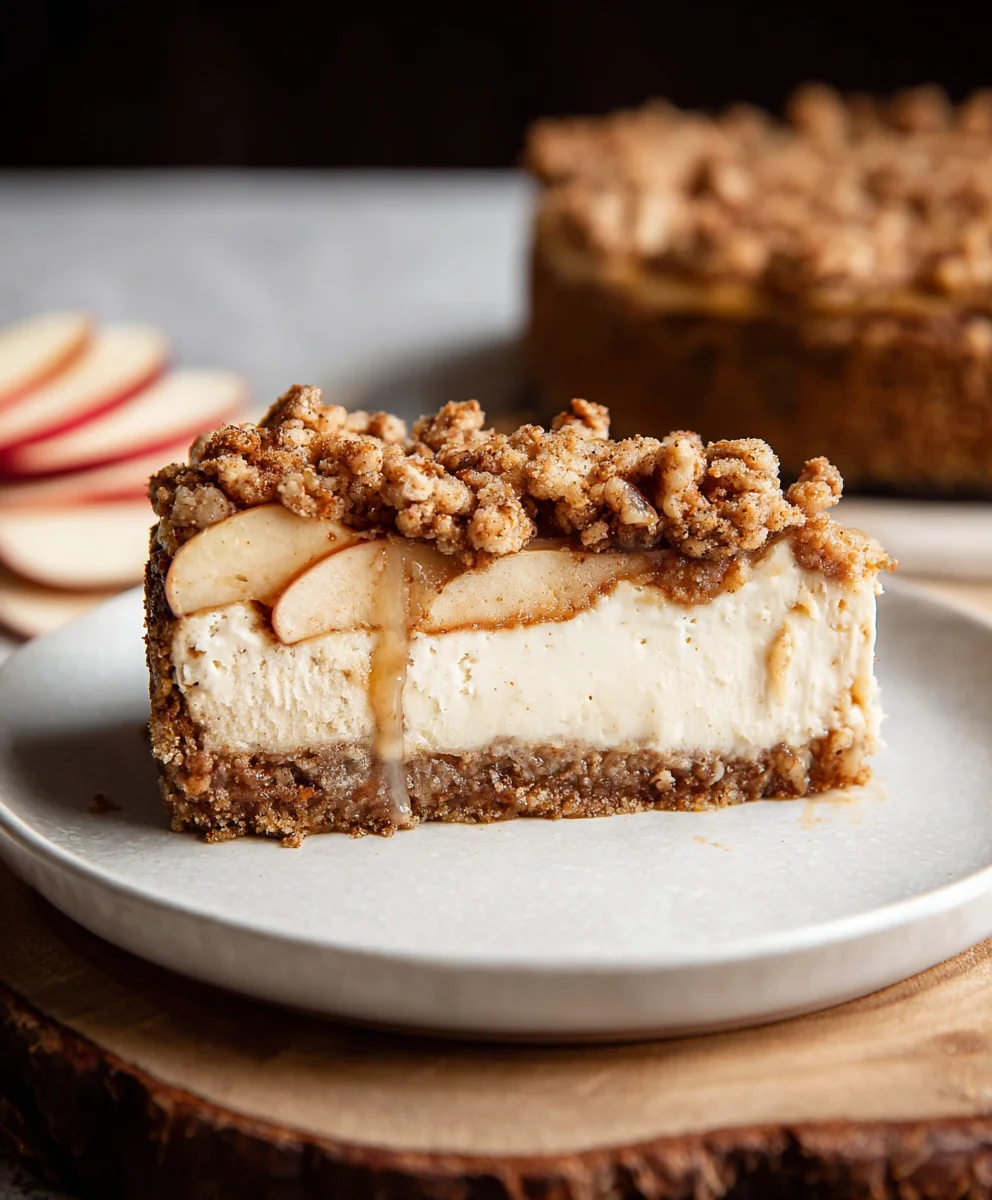 Vegan Apple Crumble Cheesecake - Decadent Dessert!