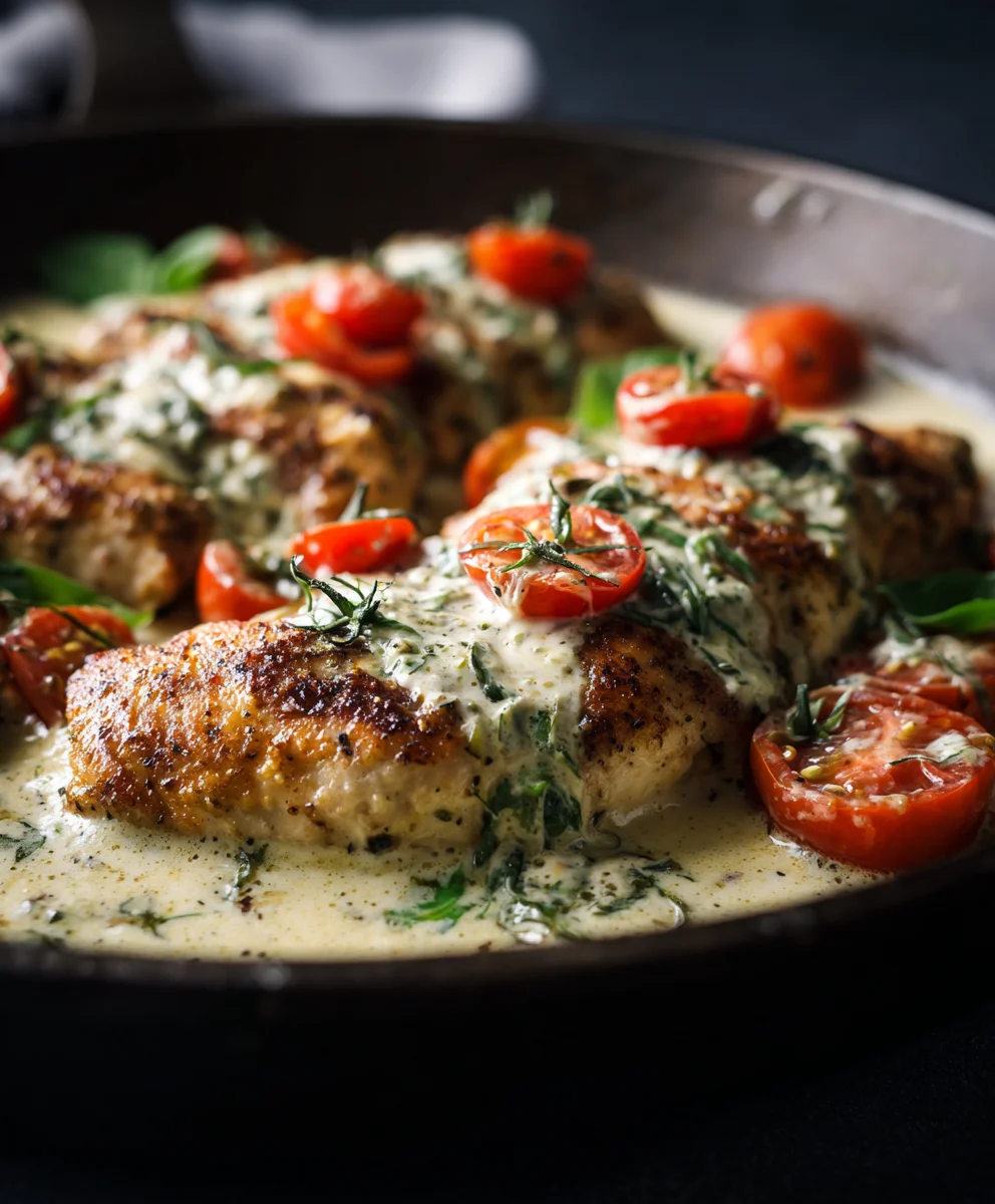 Delicious Mozzarella Chicken in Basil Cream Sauce