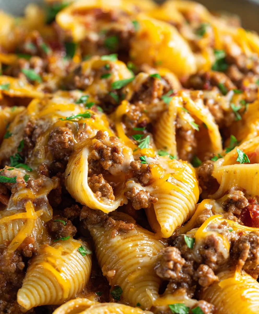 Crockpot Cheesy Ranch Beef Pasta Shells - Easy Dinner!