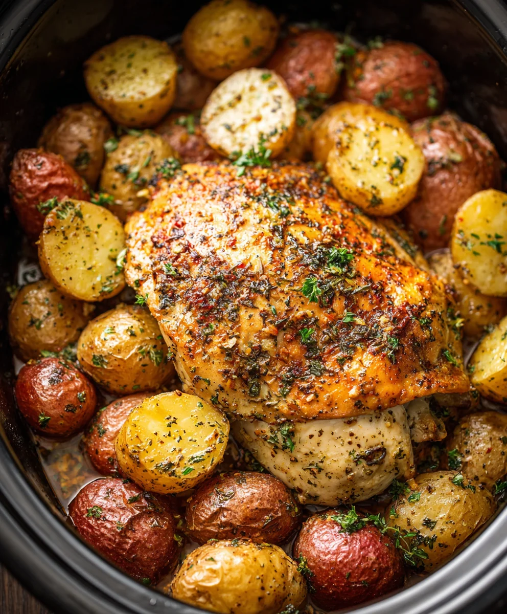 Ultimate Garlic Parmesan Crockpot Chicken & Potatoes