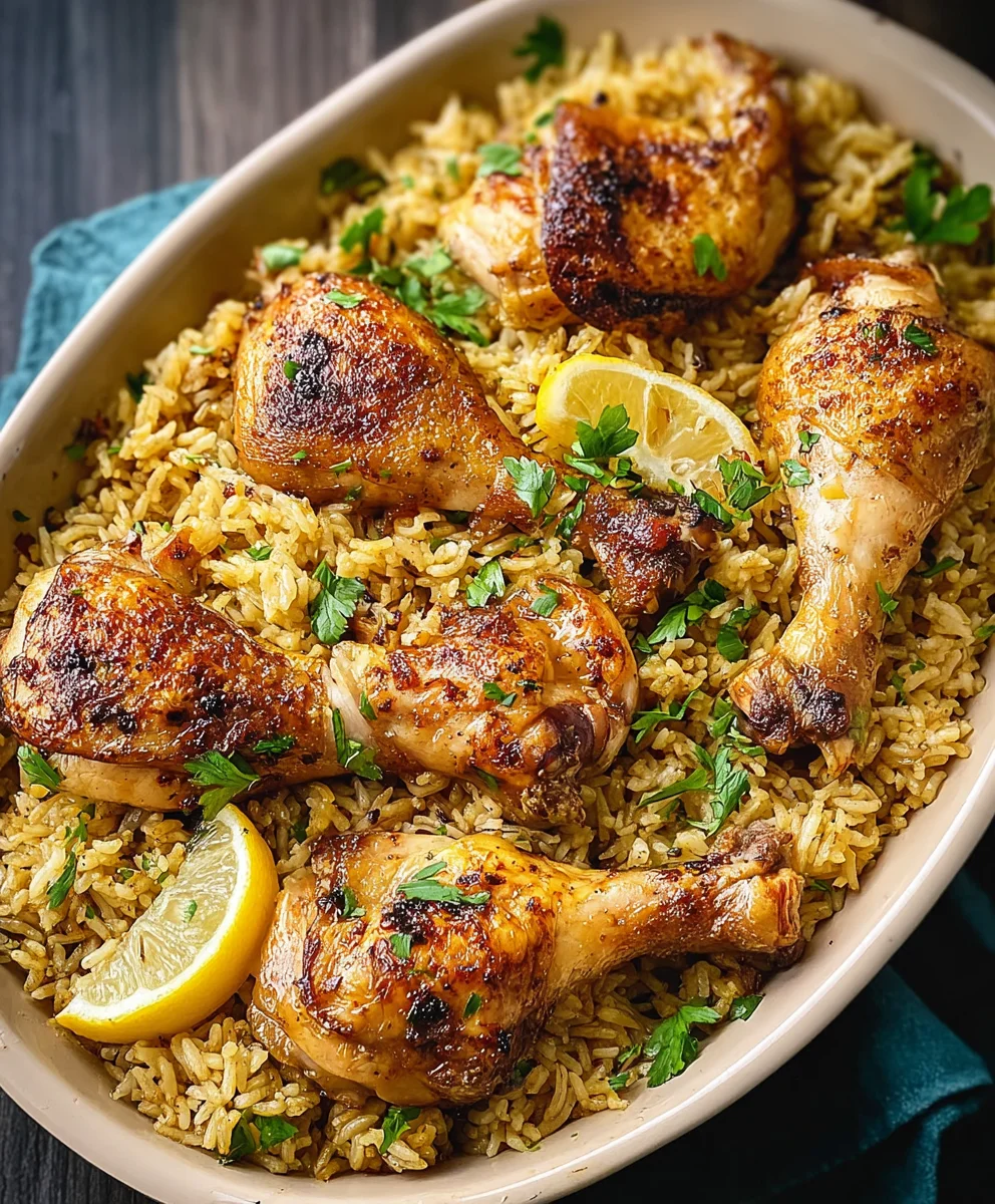 One-Pan Baked Chicken Legs & Rice Recipe for Easy Dinner