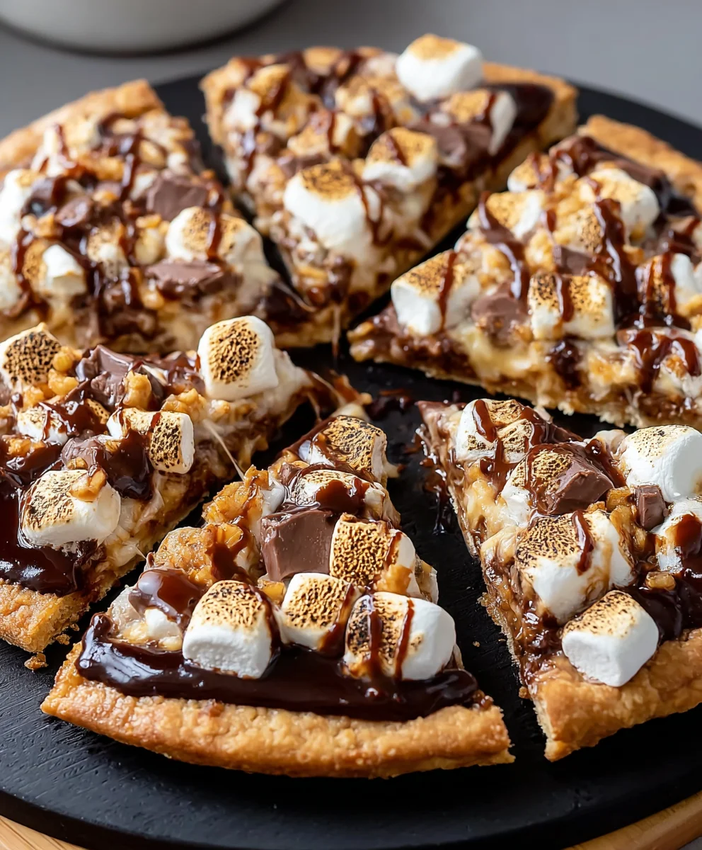 Decadent Smores Pizza: Melted Chocolate & Toasted Marshmallow