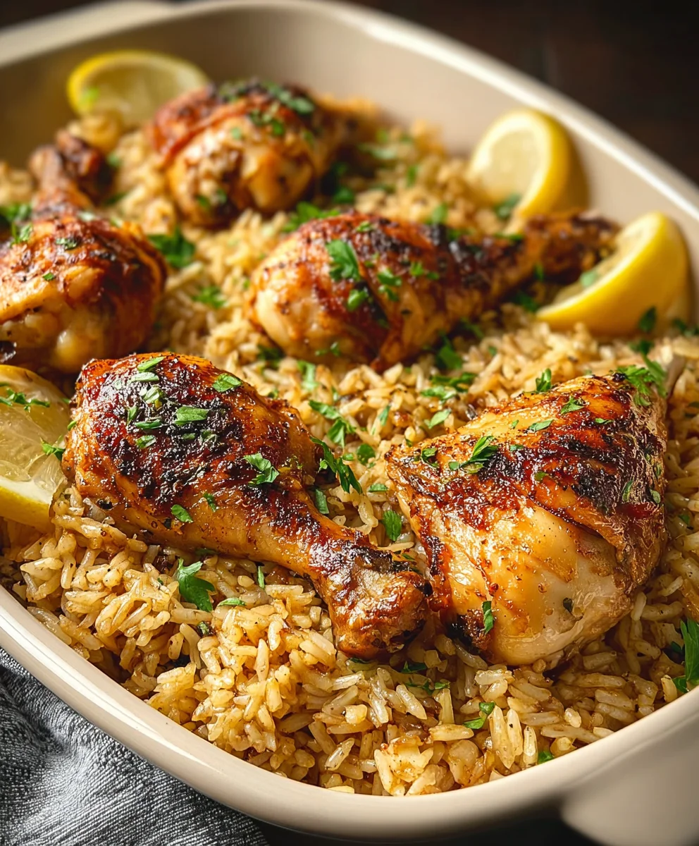 One-Pan Baked Chicken Legs & Rice Recipe for Easy Dinner