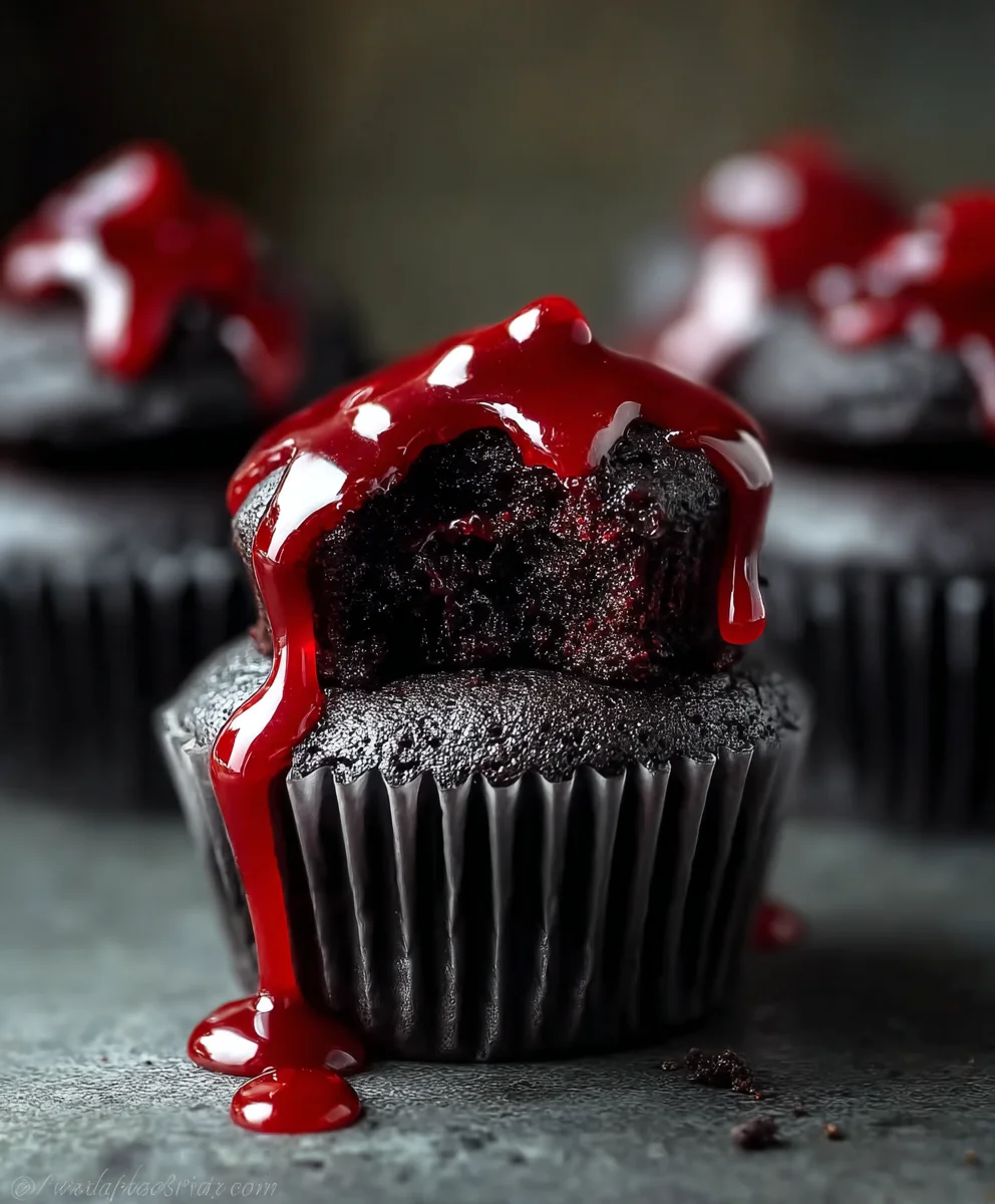Must-Make Bleeding Halloween Black Cupcakes for Your Party!