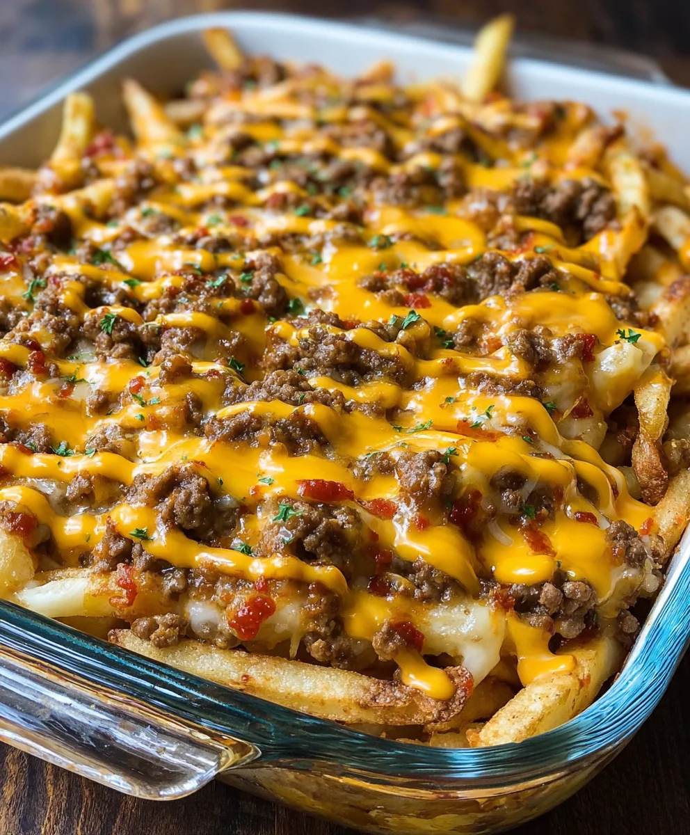 Ultimate Beef Cheeseburger French Fry Casserole!