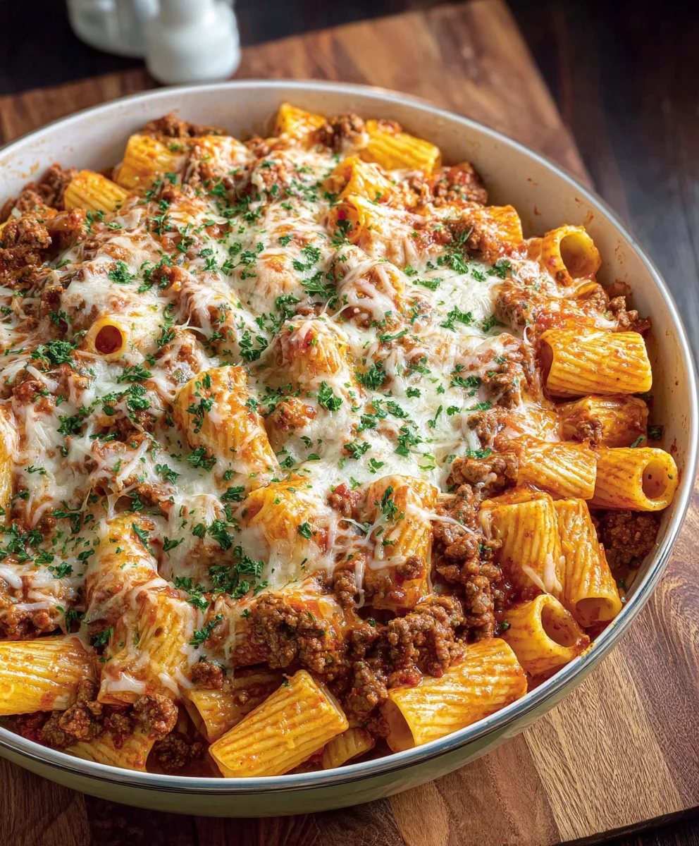 Cheesy Beef Rigatoni-Easy Comfort Food Dinner