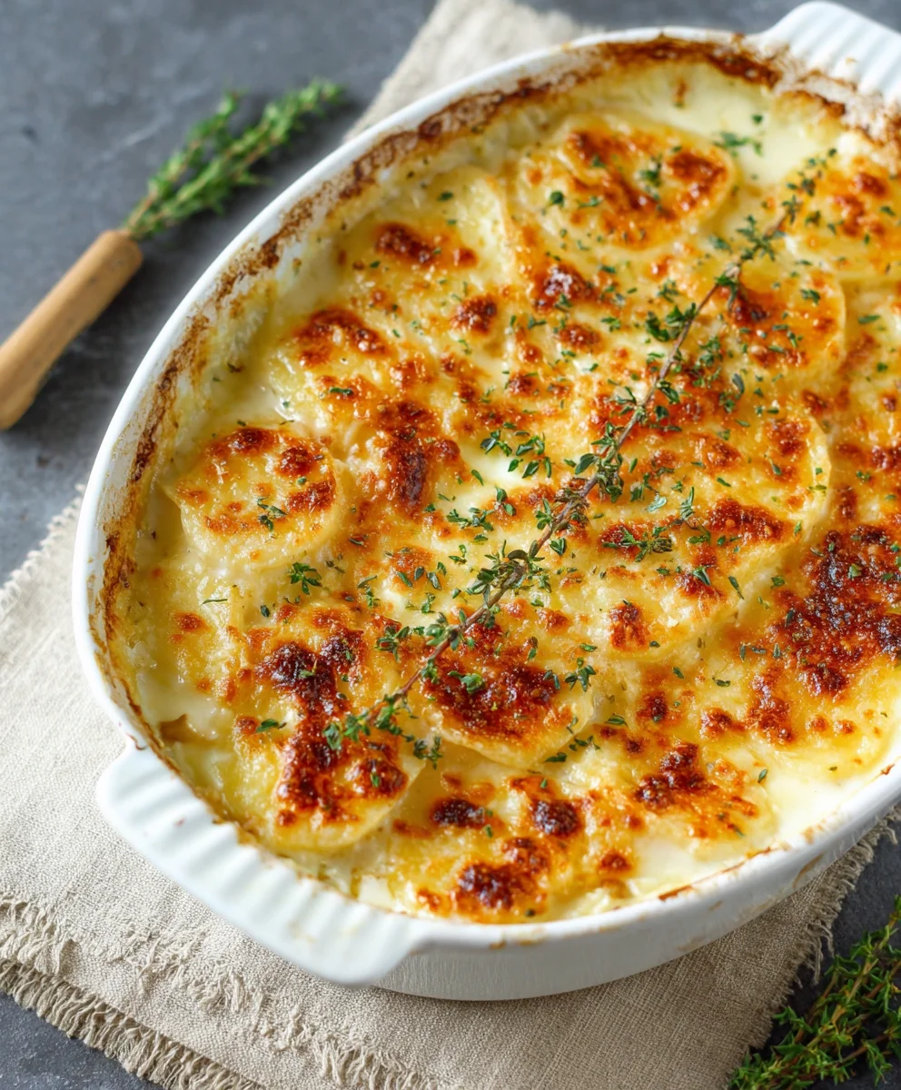 Roasted Garlic Potatoes Au Gratin - Creamy & Delicious