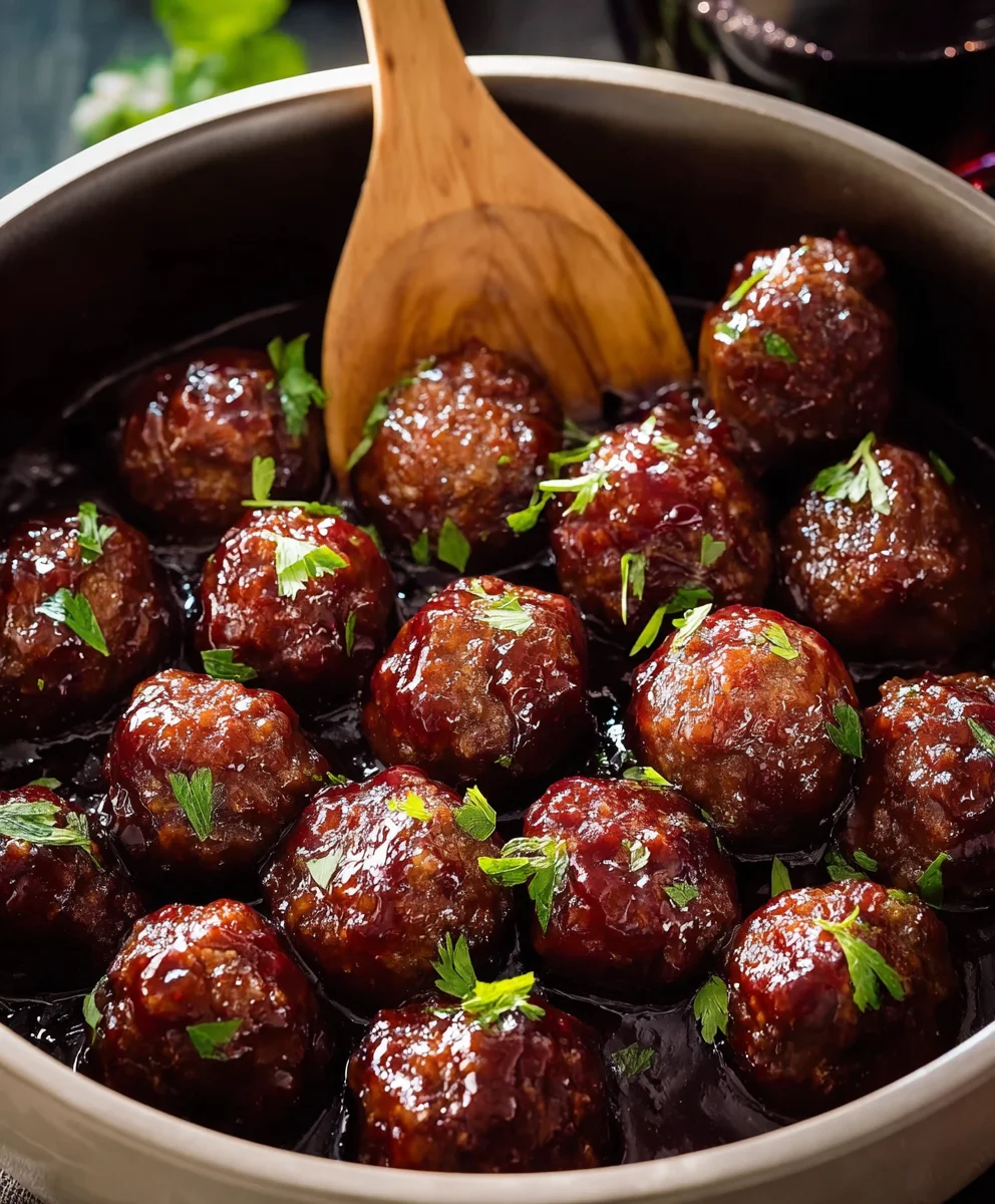 Sweet Spicy Grape Beef Meatballs - Easy Recipe
