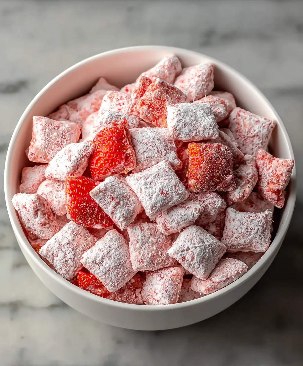 Easy Strawberry Shortcake Puppy Chow Recipe