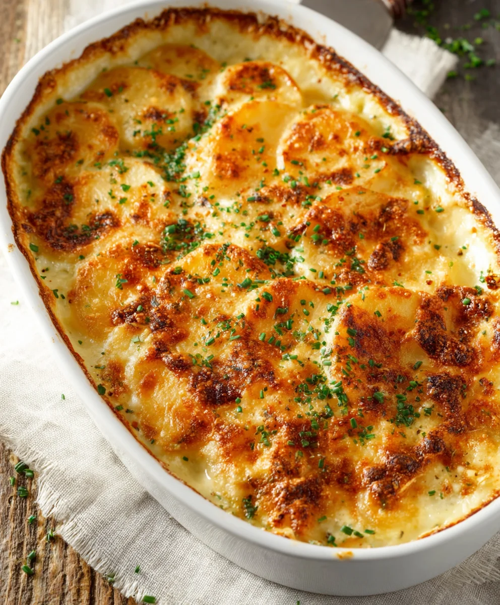 Roasted Garlic Potatoes Au Gratin - Creamy & Delicious