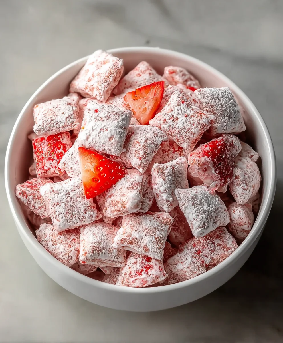 Easy Strawberry Shortcake Puppy Chow Recipe