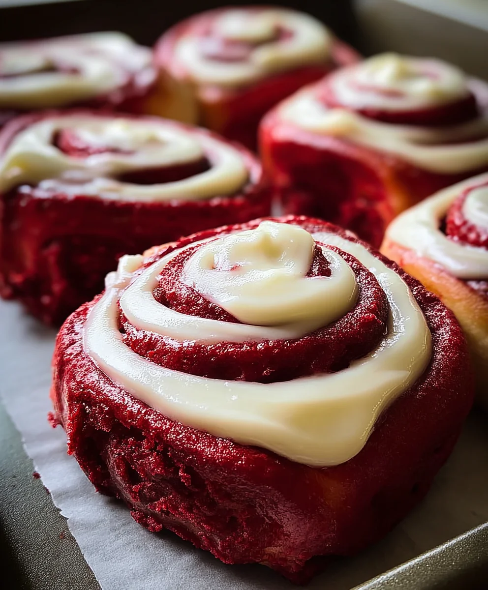 Red Velvet Cinnamon Rolls-Cream Cheese Frosting