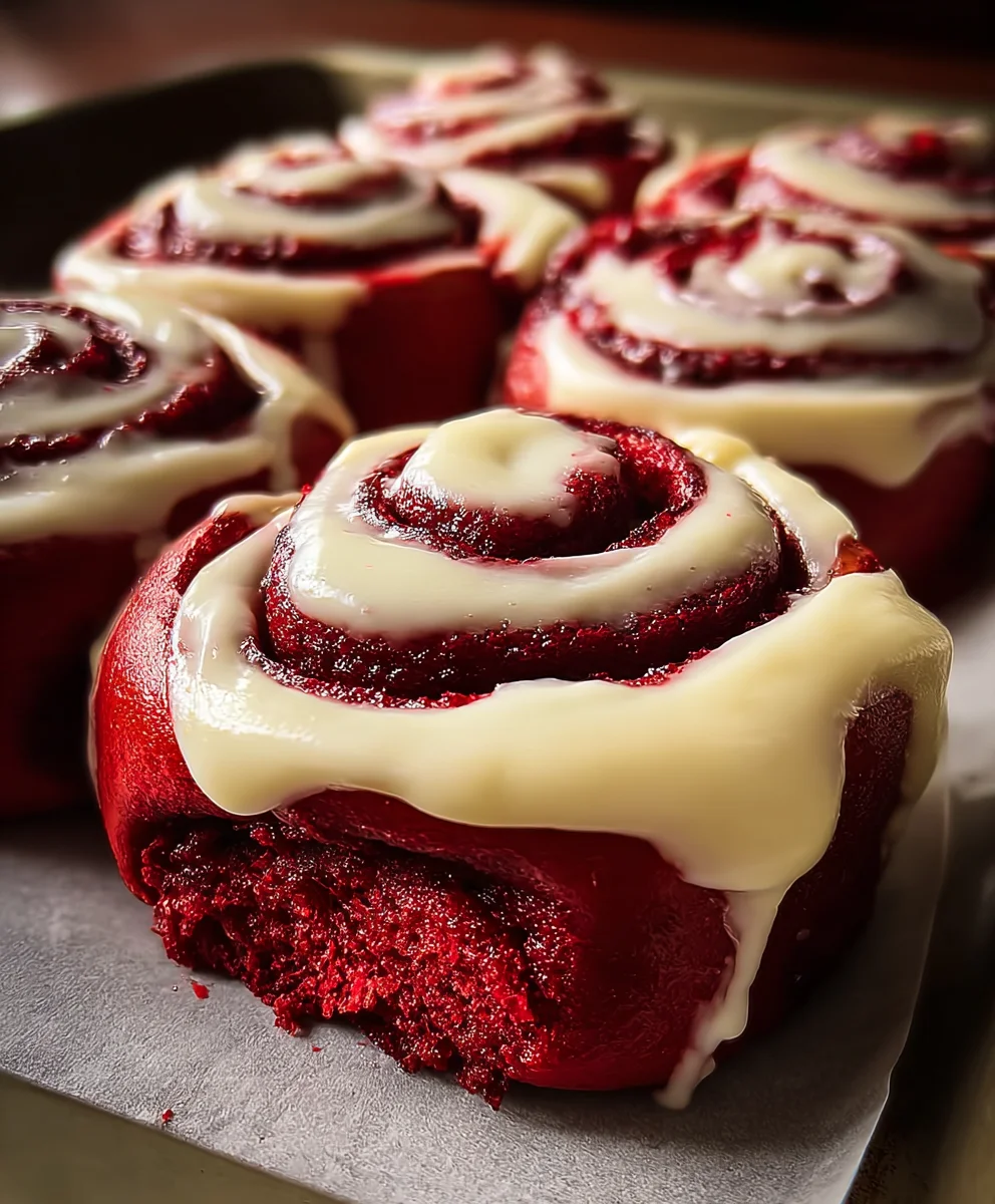 Red Velvet Cinnamon Rolls-Cream Cheese Frosting