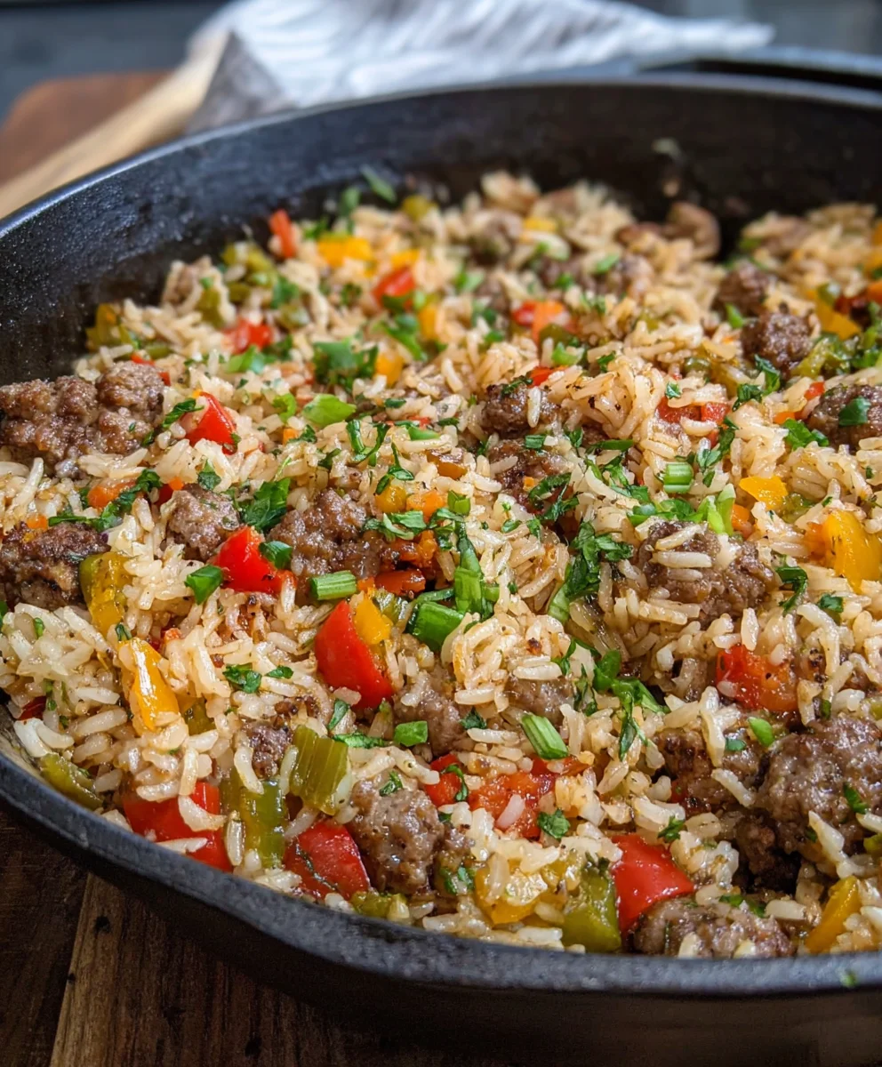 One Pot Beef Dirty Rice Easy Recipe