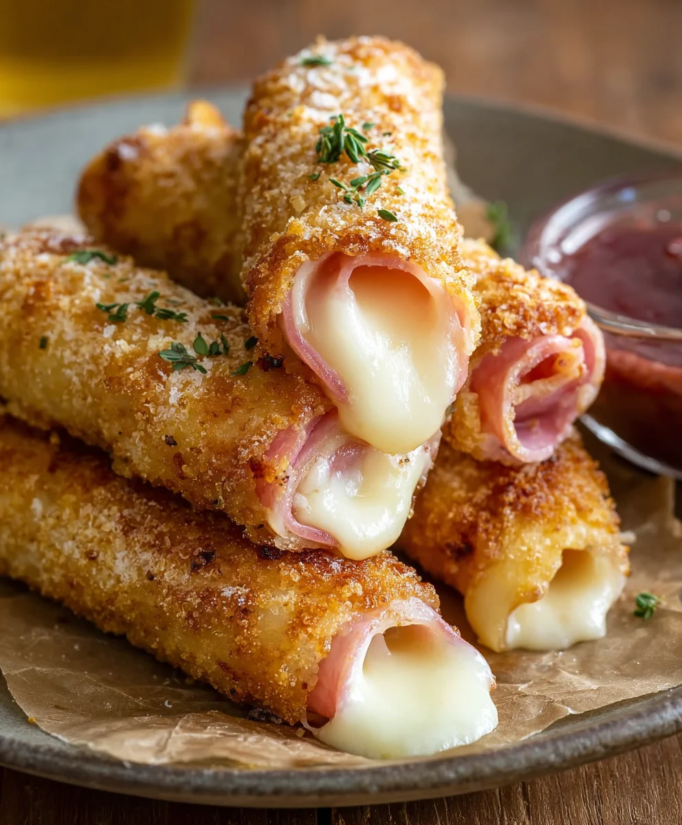 Easy Baked Beef Ham & Cheese Mozzarella Sticks