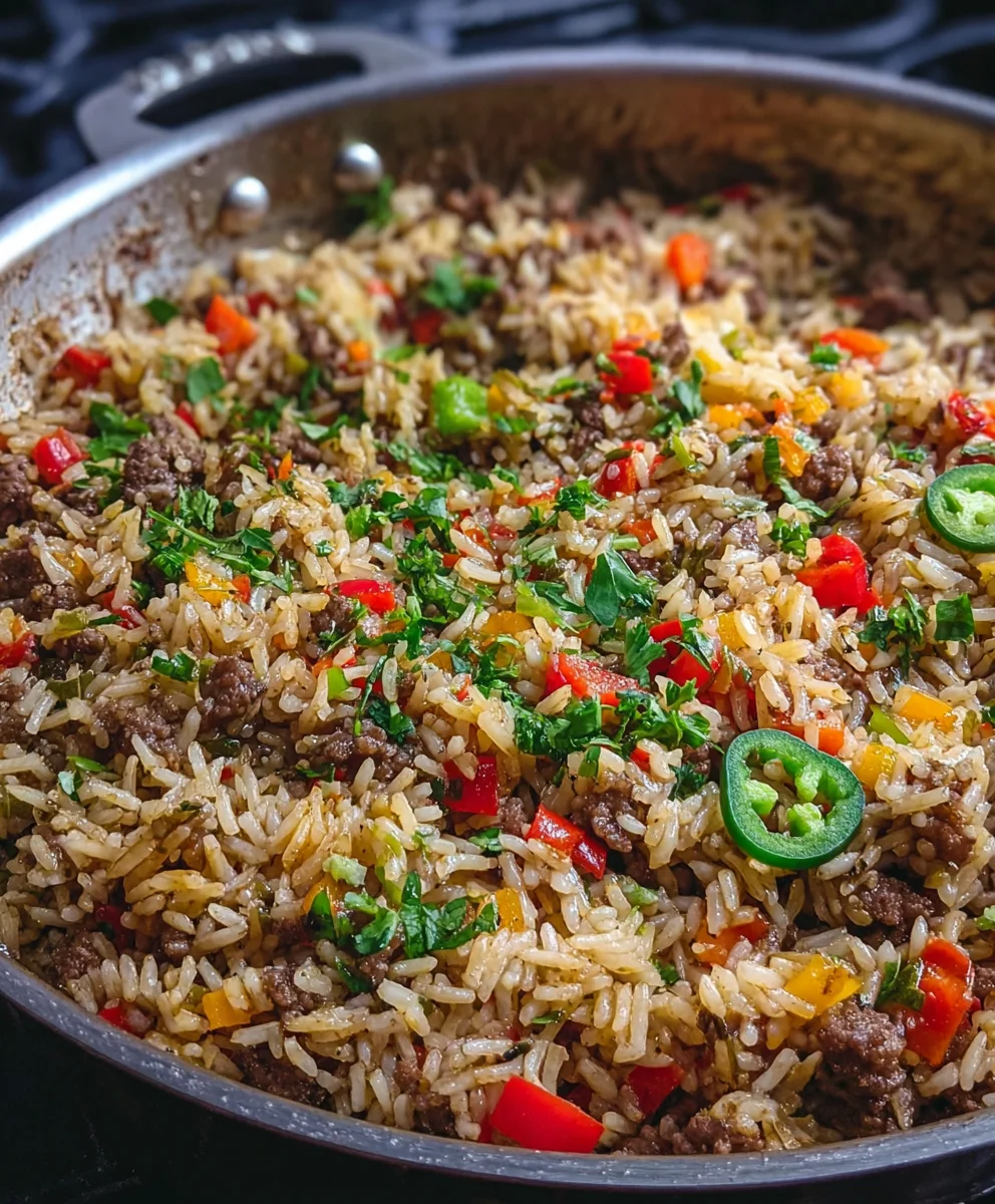 One Pot Beef Dirty Rice Easy Recipe