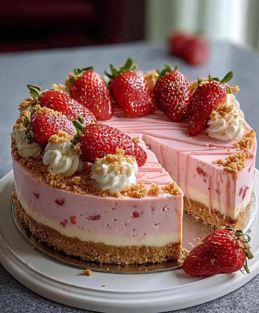 Pink Strawberry Crunch Cheesecake Recipe