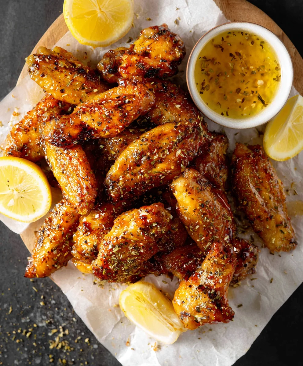Honey Lemon Pepper Chicken Wings-Gooey & Flavorful