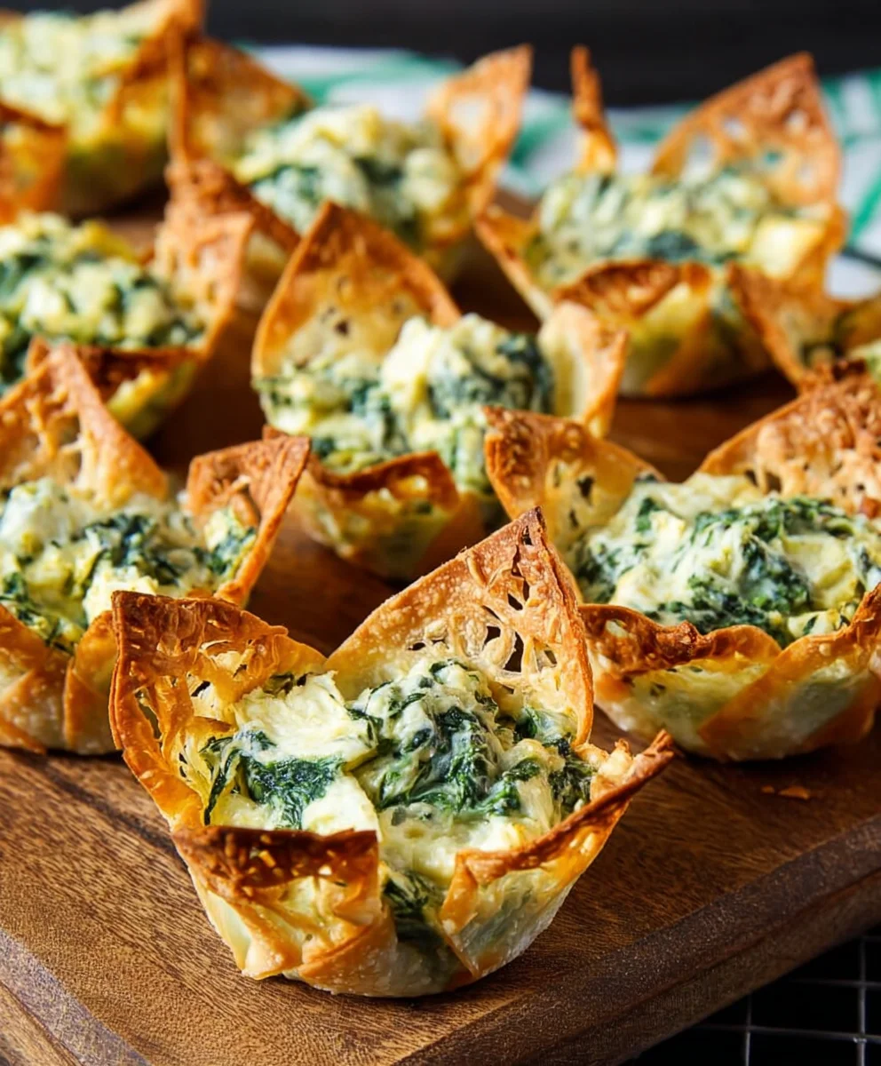 Delish Spinach Artichoke Wonton Cups - Perfect Party Snack!