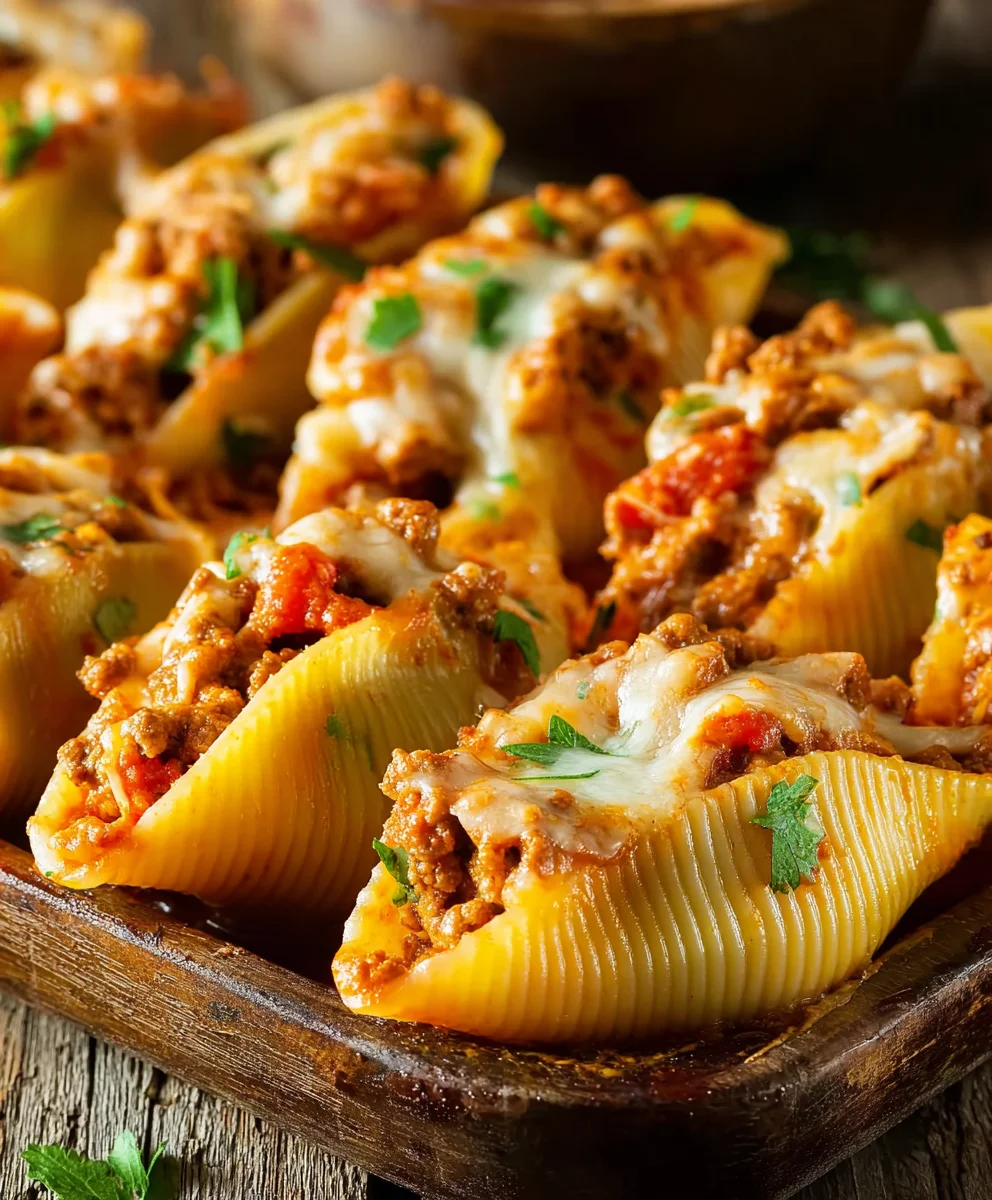 Easy Taco Stuffed Shells Dinner - Beef & Cheese