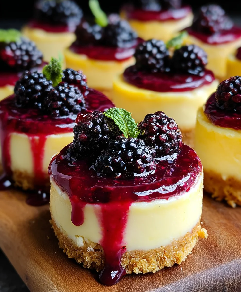 Lemon Raspberry Blackberry Mini Cheesecakes
