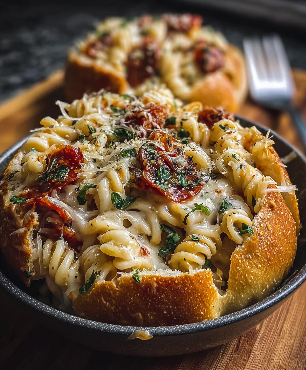 Garlic Butter Pizza Pasta Bowls- Easy Dinner Idea