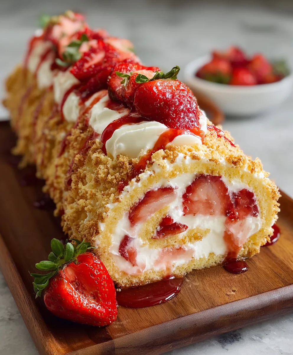 Strawberry Shortcake Cheesecake Roll Recipe-Easy Dessert