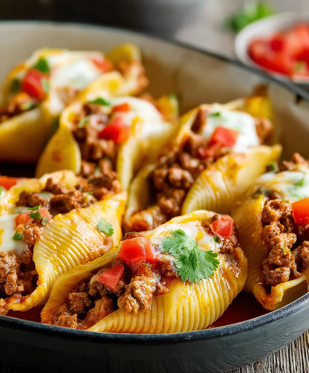 Easy Taco Stuffed Shells Dinner - Beef & Cheese