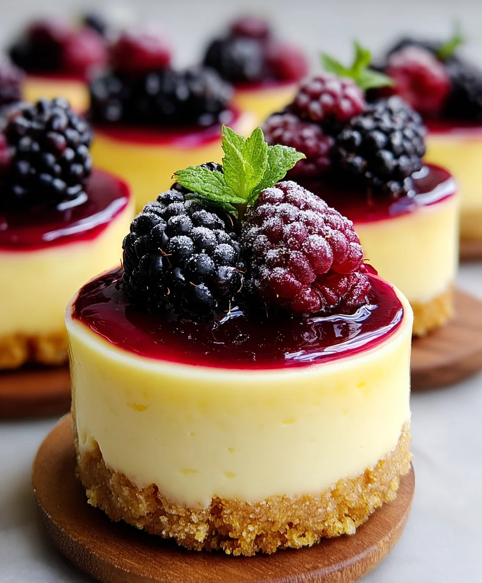 Lemon Raspberry Blackberry Mini Cheesecakes