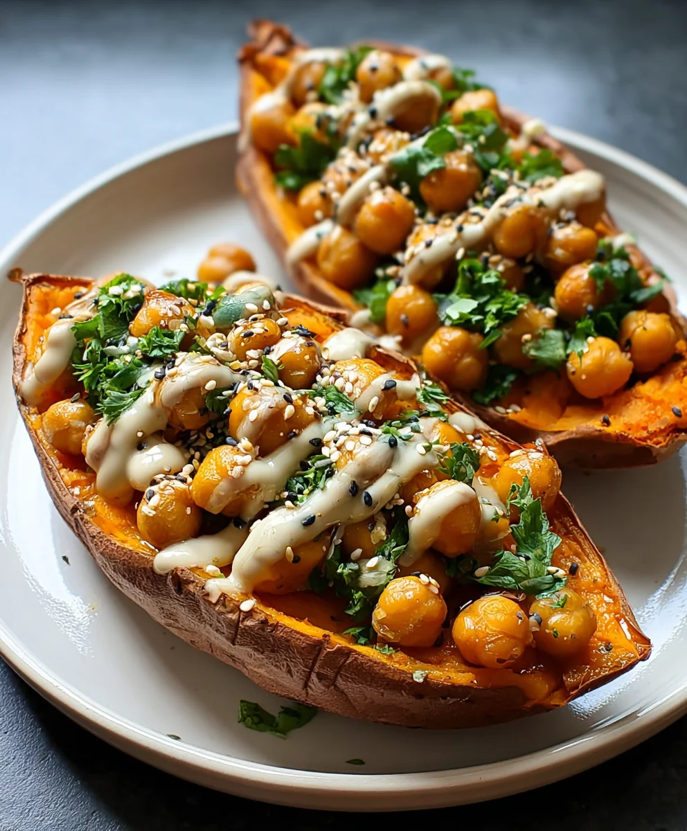 Sweet Potato Tahini Chickpea Bowl - Easy Healthy Meal