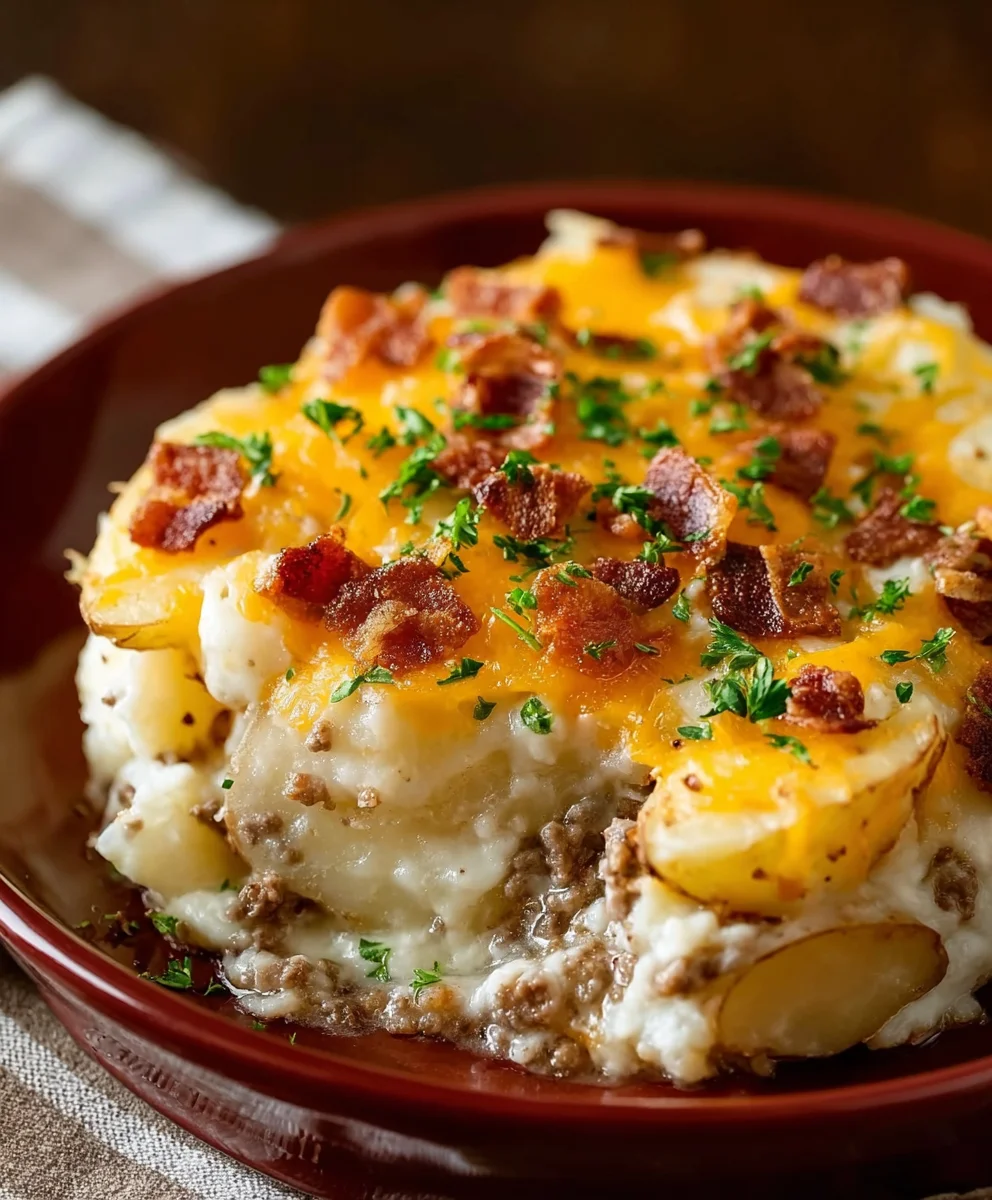 Slow Cooker Cowboy Beef Potato Casserole
