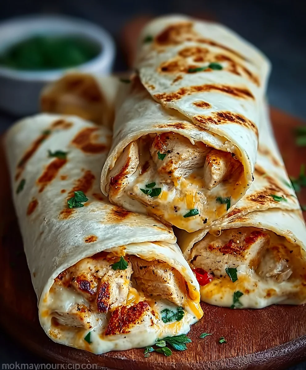 Cheesy Chicken Garlic Wraps-Easy Quick Meal