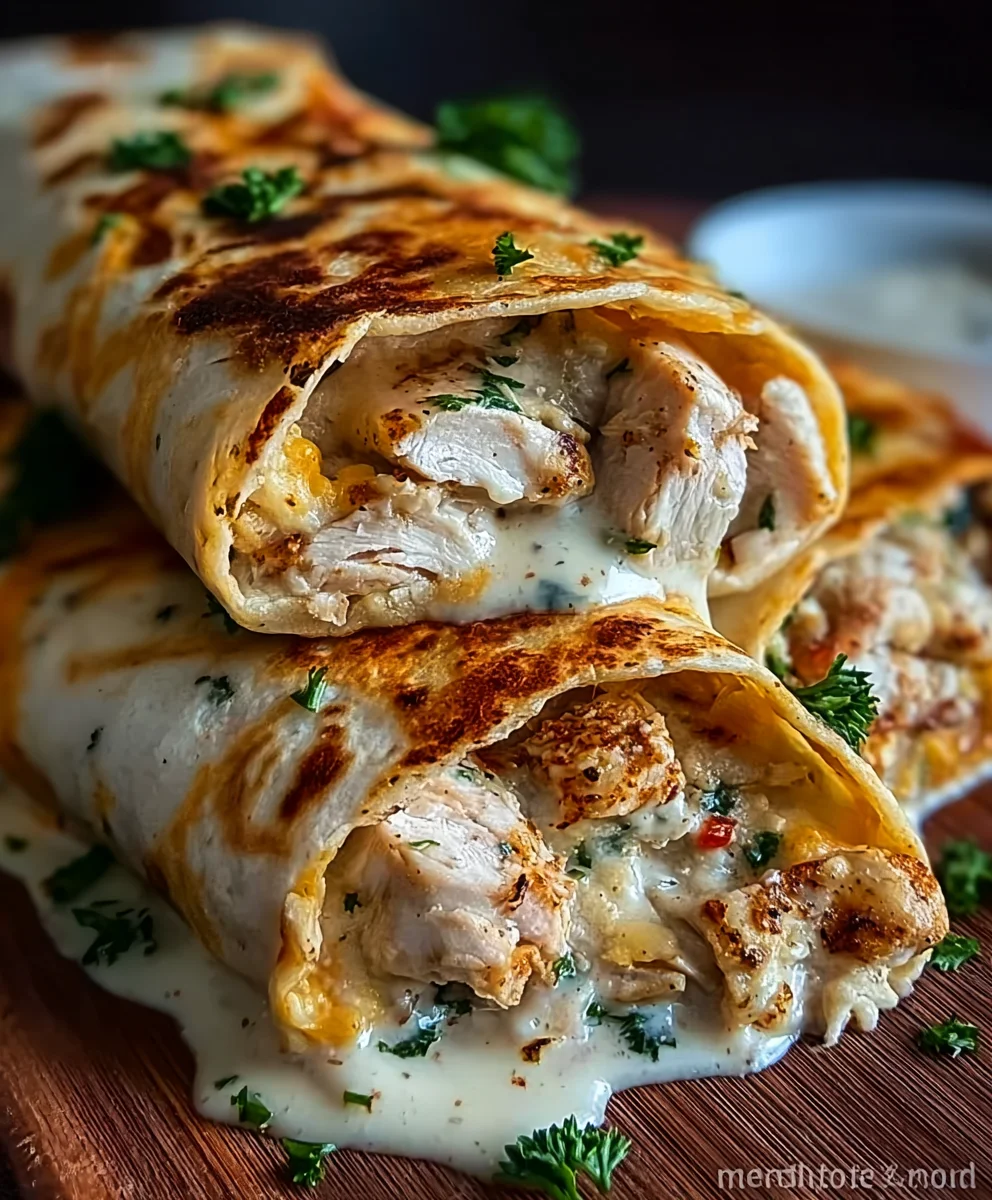Cheesy Chicken Garlic Wraps-Easy Quick Meal