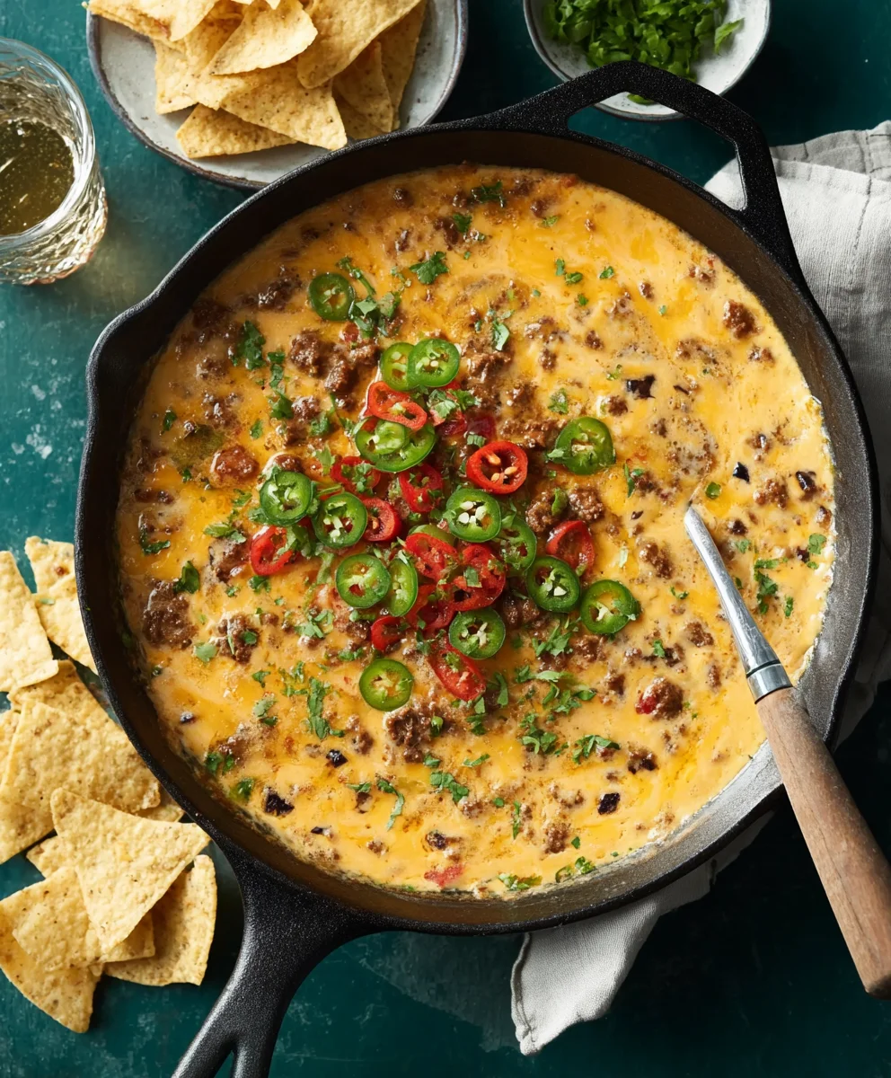 Cowboy Queso- Easy Beefy Cheesy Dip Recipe
