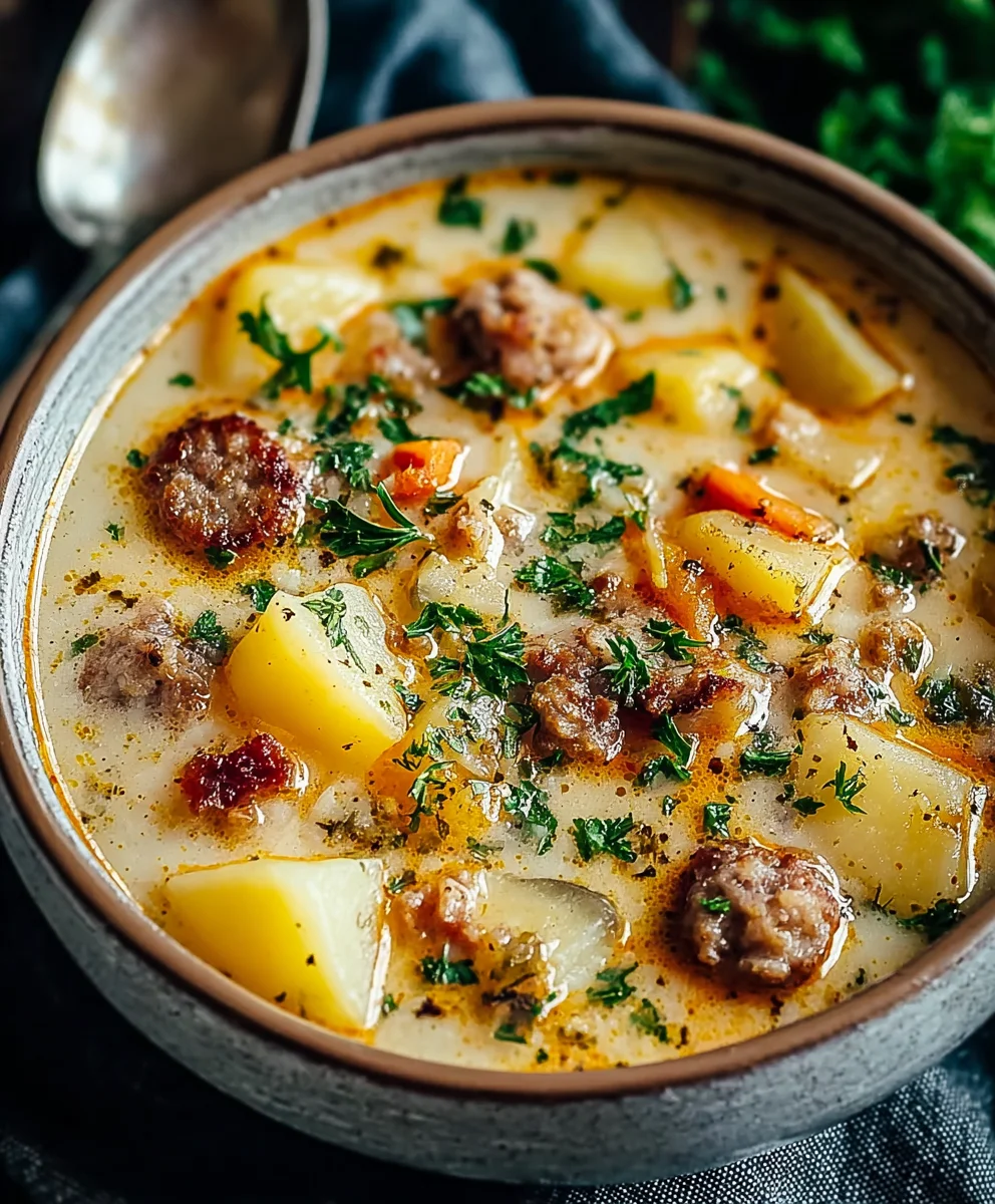 Hearty Beef Sausage Potato Chowder-Comfort Food