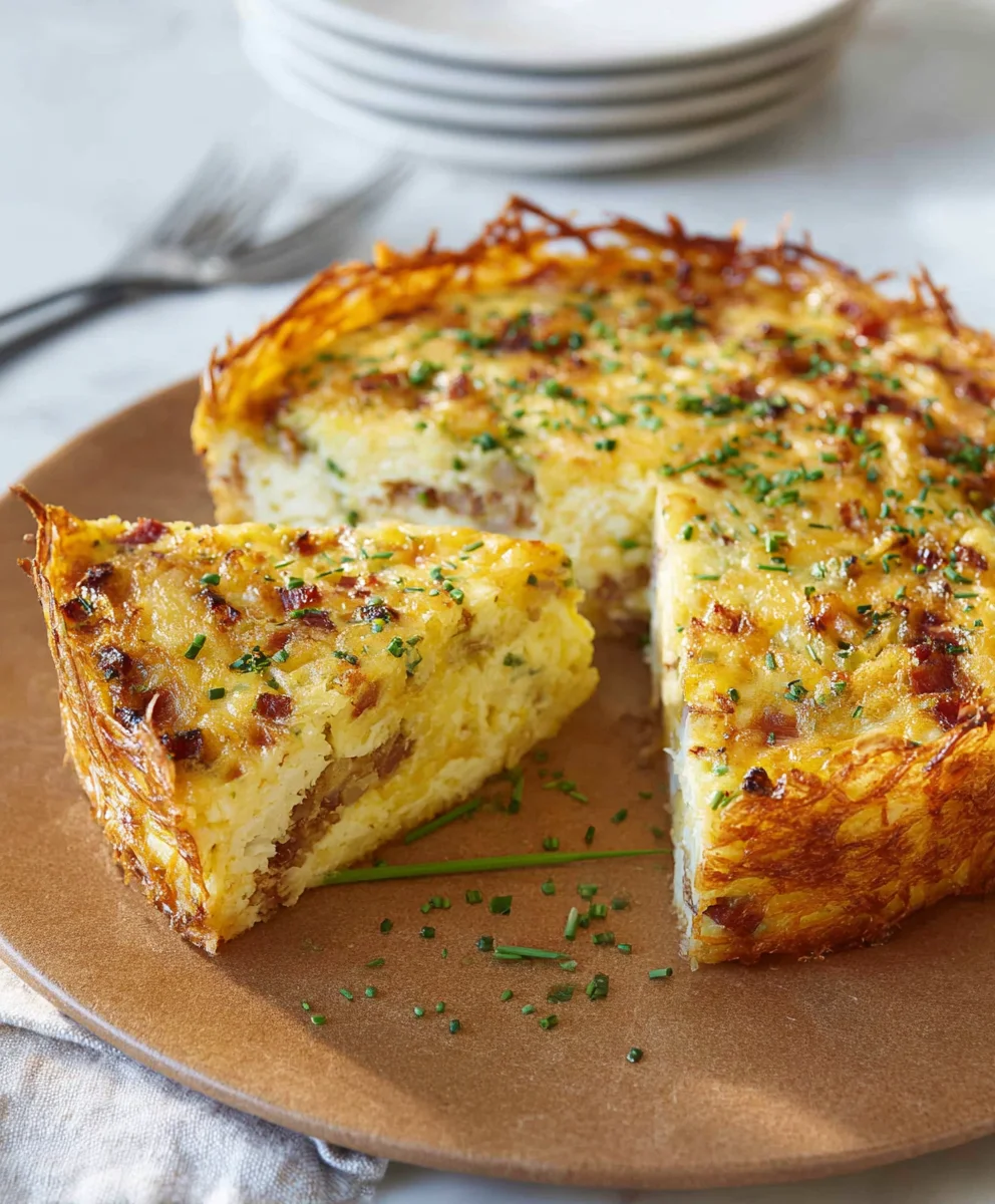 Hash Brown Beef Bacon Cheddar Quiche Recipe