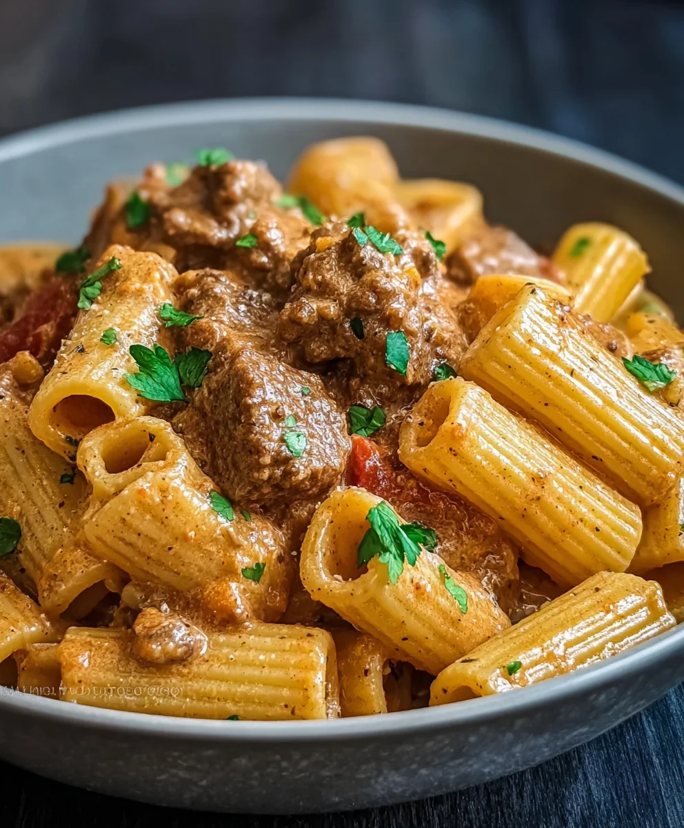 Creamy Parmesan Beef Rigatoni Recipe