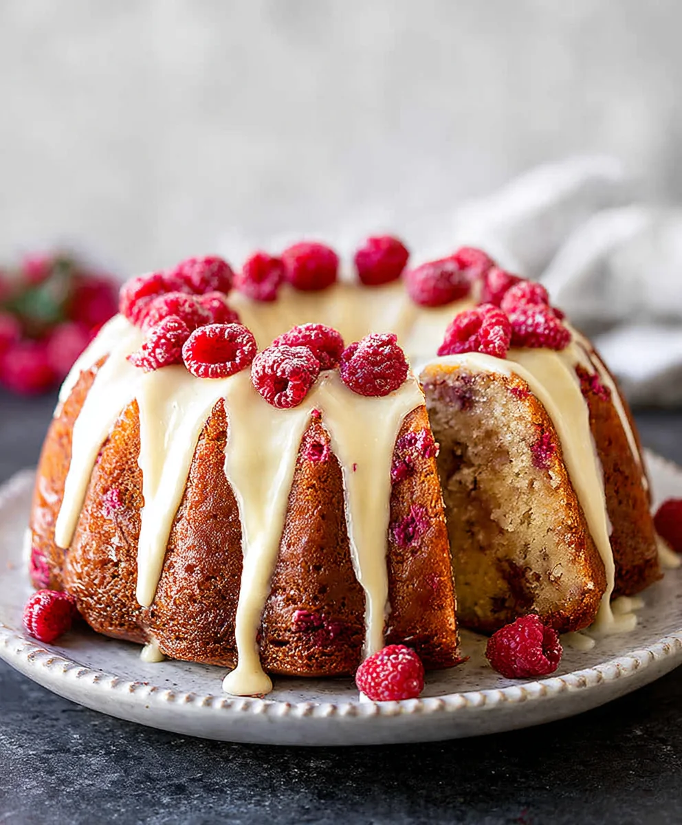 Raspberry White Chocolate Bundt Cake-Easy & Delicious