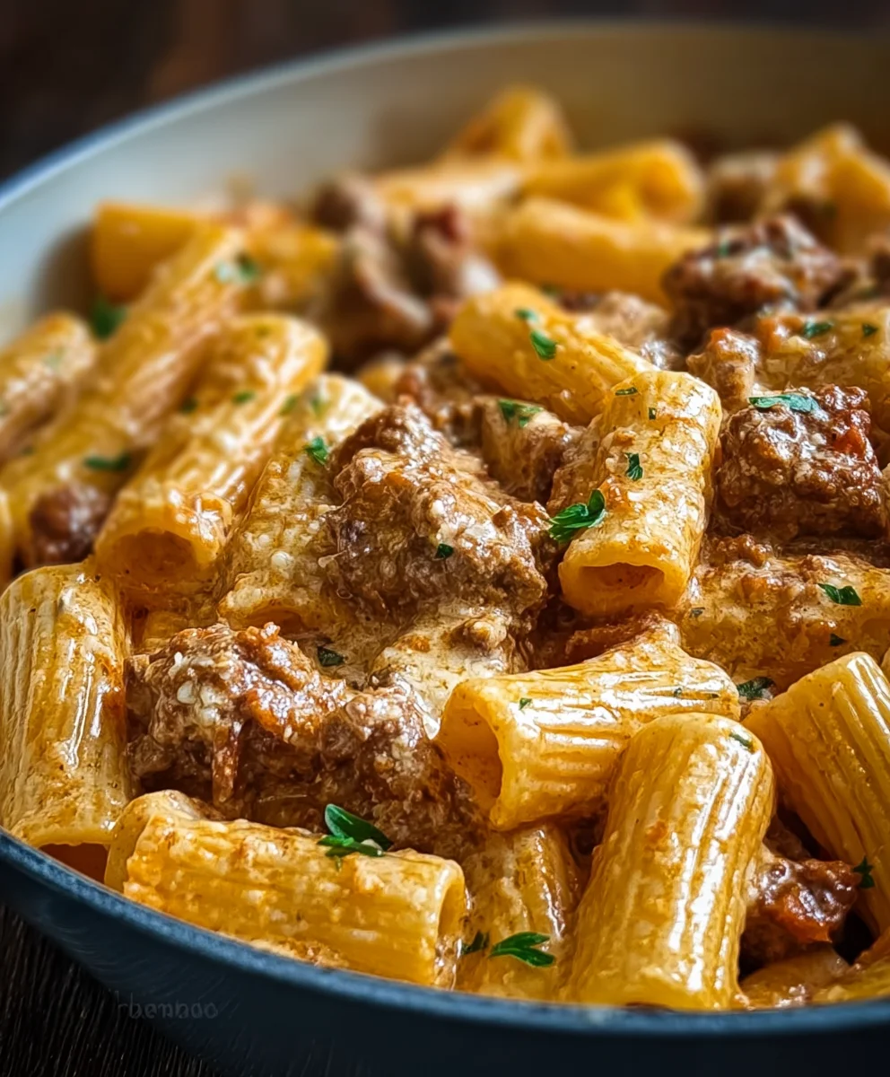 Creamy Parmesan Beef Rigatoni Recipe