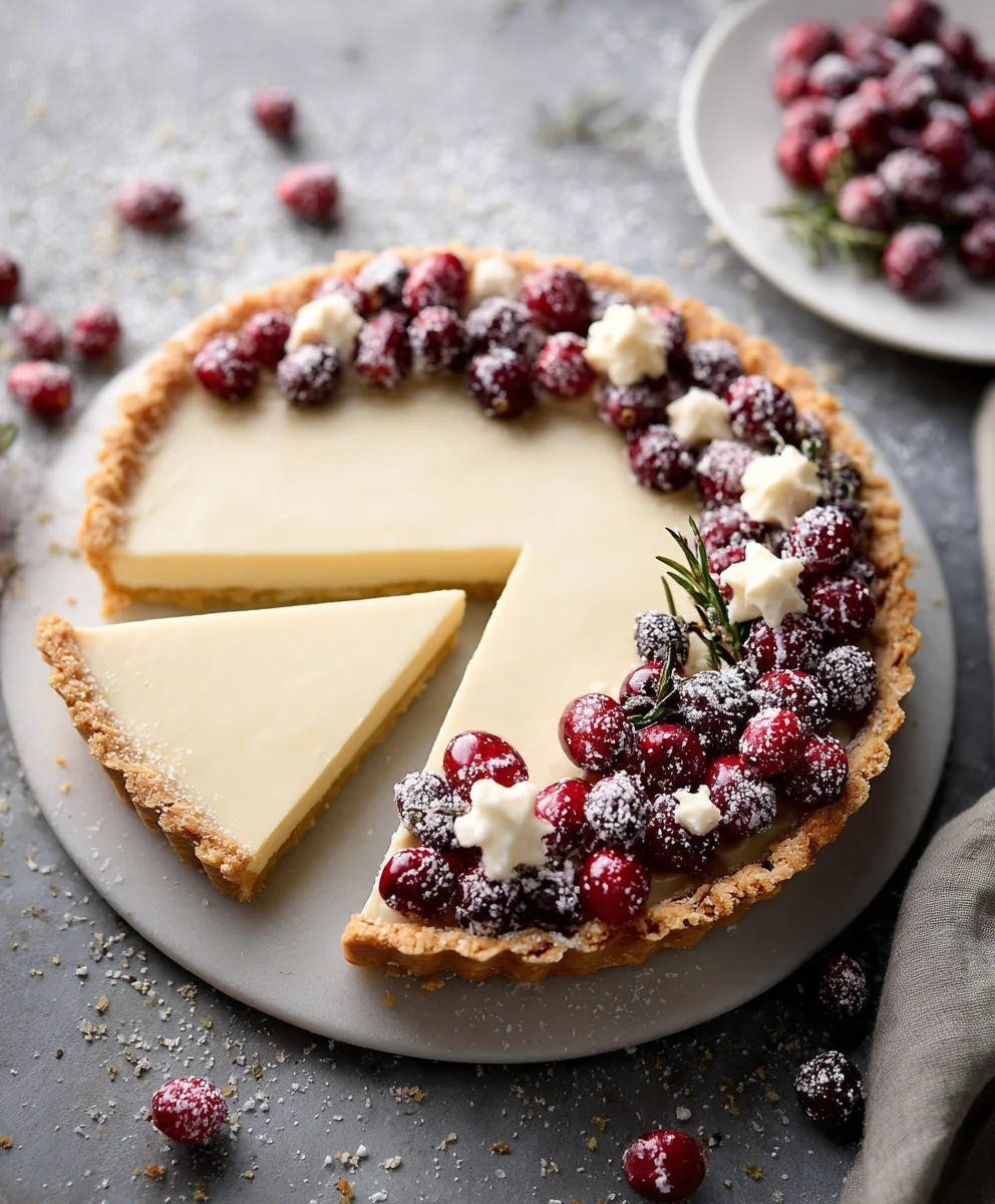 White Chocolate Cranberry Tart - Easy Festive Dessert