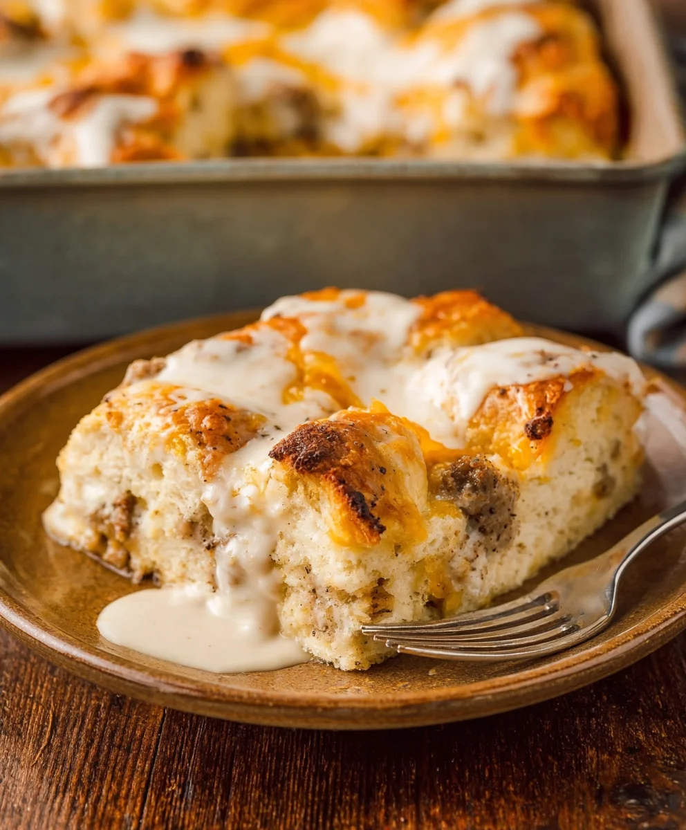 Beef Biscuits and Gravy Breakfast Casserole Recipe