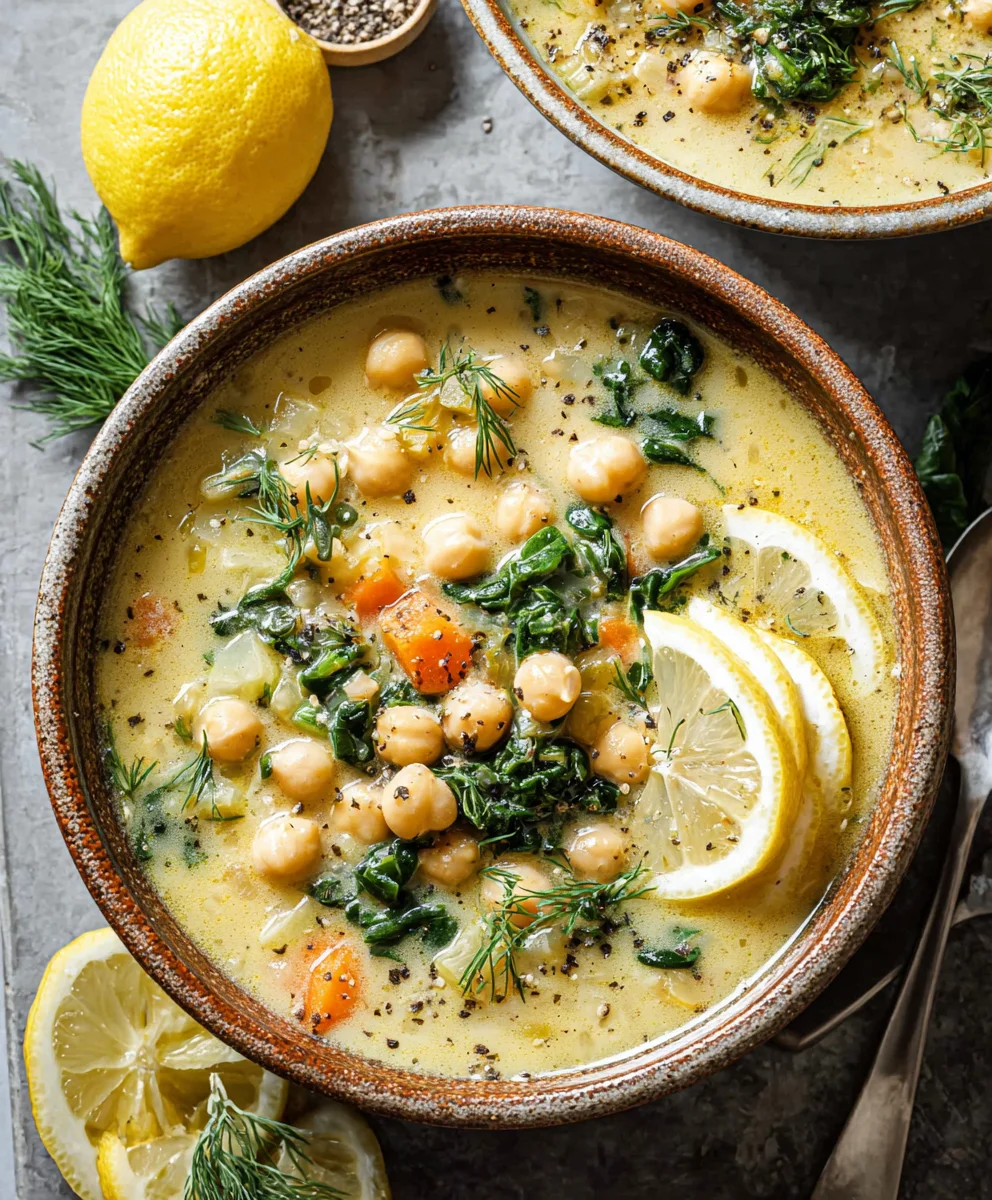 Lemony Greek Chickpea Soup- Hearty & Fresh Recipe