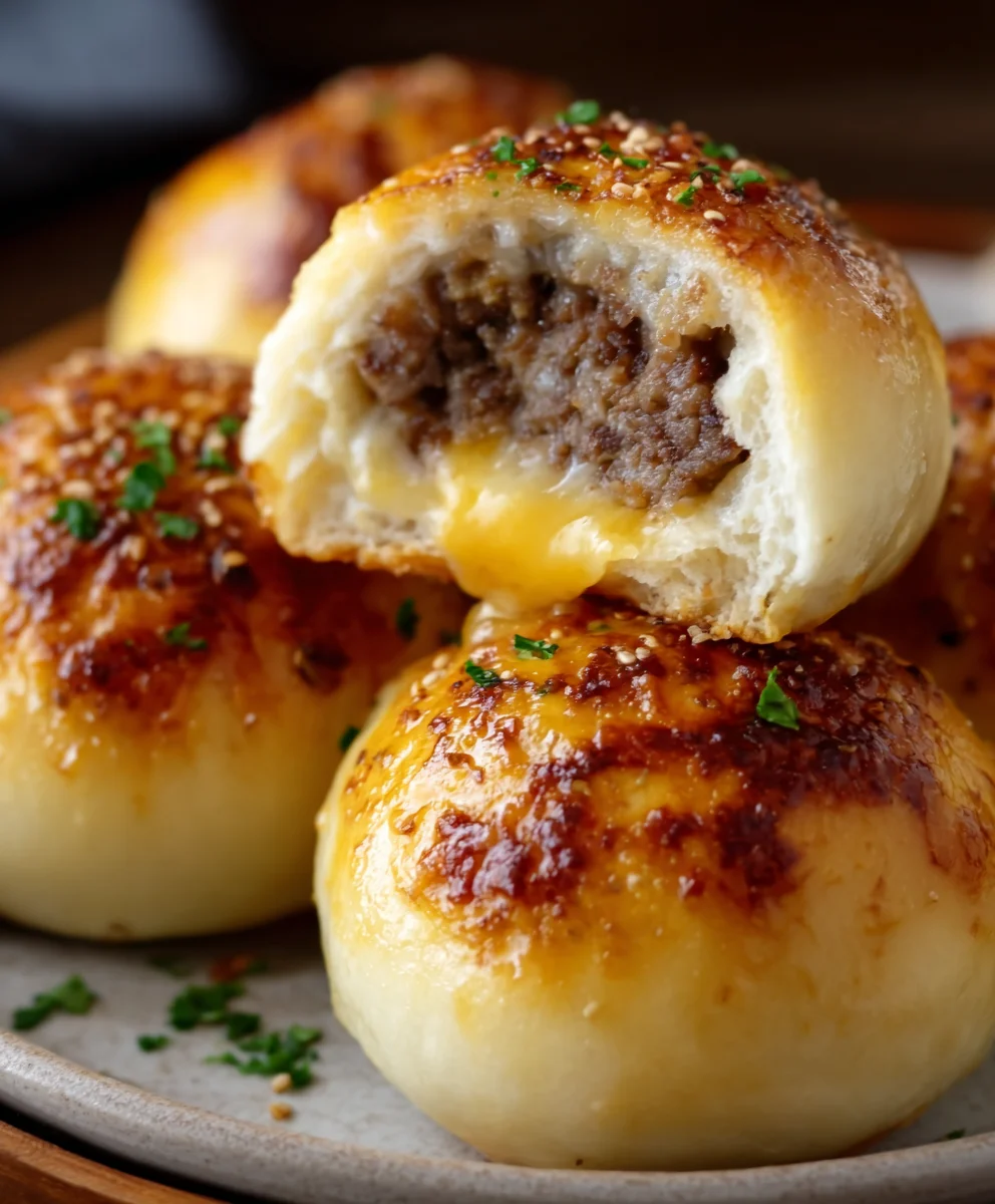 Garlic Parmesan Cheeseburger Bombs-Easy Beef Bites