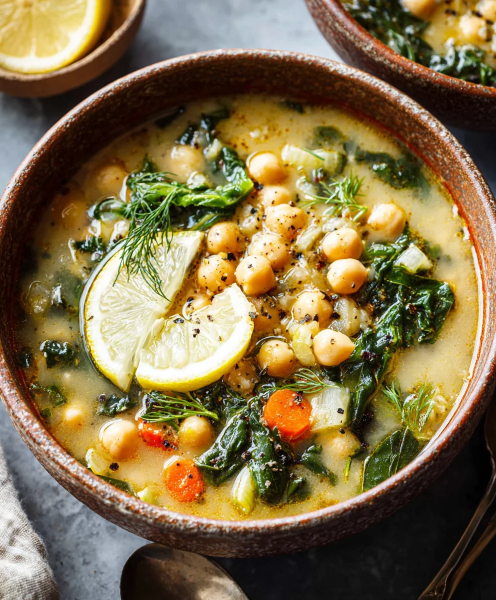 Lemony Greek Chickpea Soup- Hearty & Fresh Recipe