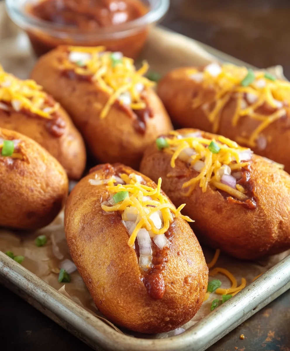 Chili Corn Dogs- Easy Beef & Bean Recipe