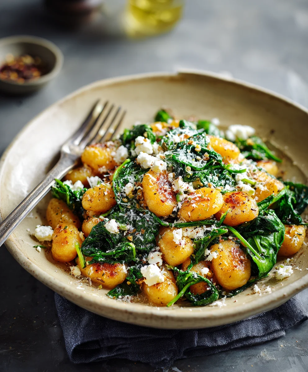 Crispy Gnocchi Spinach Feta Easy Recipe